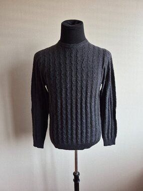 NEW Stenstroms Men's Camel Merino Wool Cable Black Sweater Size M
